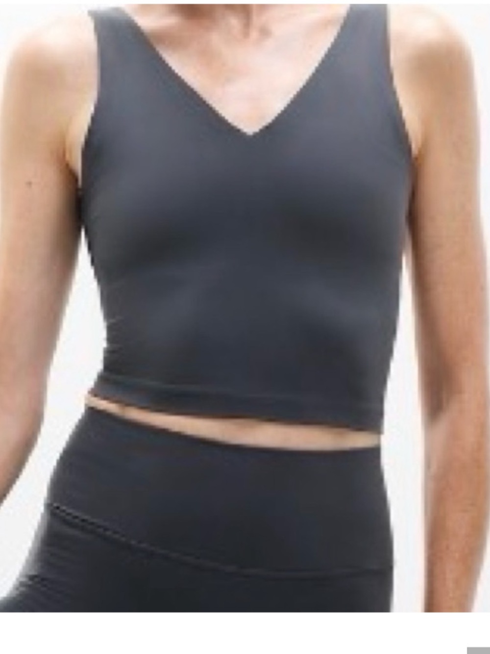 Athleta Black V-Neck Cropped Tank- Dark Rinse D-DD